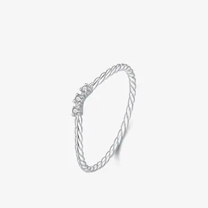 Modian Anillo de Moissanita de Plata de Ley 925 para Mujer Minimalista en V Anillo Torcido Apilable Certificado GRA