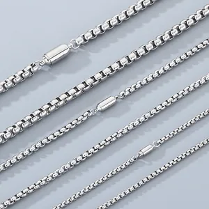 Unisex Stainless Steel Box Chain Jewelry Set With Magnetic Clasp Gold Silver Plated Minimalist Commuter Necklace Bracelet