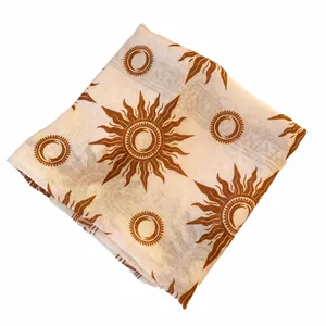 Vintage brown sun print polyester square bandana scarf for western cowboy style hair accessories