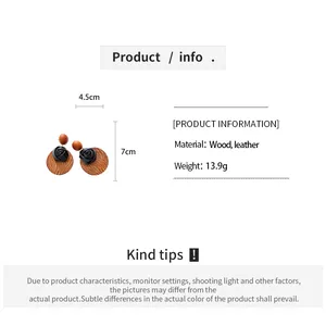 Detailed info showing Bohemian wood flower earrings size and material specifications