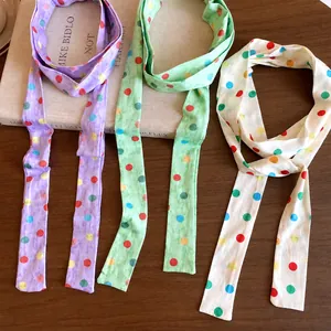 Dopamine Stijl Polyester Polka Dot Sjaal Halsketting Voor Vrouwen Kleurrijke Zijden Lint Choker Mode Nek Accessoires Lange Haarband