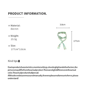 Productinformatie voor de polkadot polyester sjaal ketting met de afmetingen erbij.