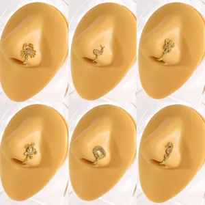 Faux anneaux de nez animaux marins dorés avec zircon, collection bijoux sans perçage chic