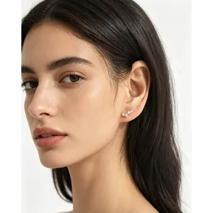 Boucles d'oreilles élégantes en argent s925 avec clusters de zircons étincelants