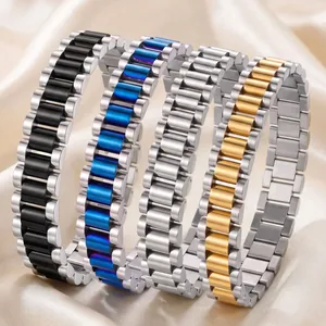 Stainless Steel Watch Band Style Bracelet For Men Women Polished Brushed Finish Waterproof Fashion Commute Metal Link Chain Wristband