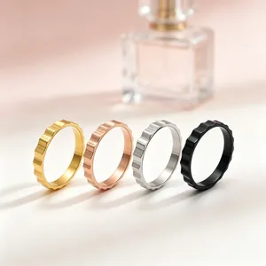 Mechanical Gear Shape Titanium Steel Band Ring Industrial Sawtooth Pattern Stackable Finger Ring For Men Women Fashion Minimalist Jewelry Gift