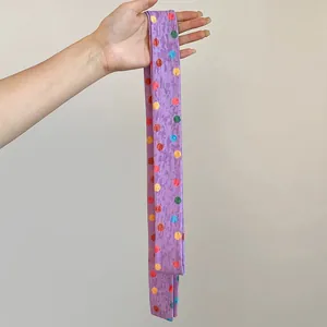 Cinta larga de poliéster violeta con lunares de colores, diadema y cinturón versátil