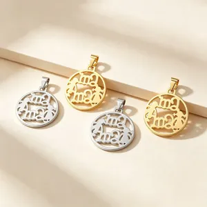 Pendentif Rond Ajouré en Acier Inoxydable Mère et Enfant pour Collier DIY Cadeau Fête des Mères Bijoux Famille Or Argent Pendentif Seul