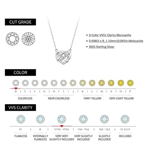 S925 sterling zilveren Franse geweven hart ketting met D kleur VVS1 moissanite stenen