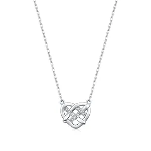 S925 sterling zilveren halsketting met geweven hart en moissaniet voor dames