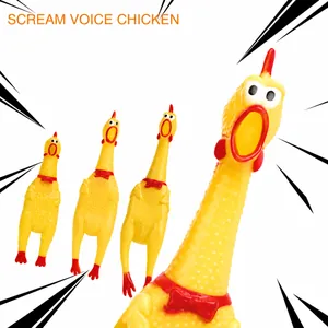 Poulet Criant Drôle Jouet Sonore Poulet en Caoutchouc Vinyle Jaune pour Chiens Animaux Enfants Nouveauté Anti-stress Cadeau