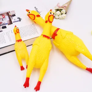 Lot de 3 jouets en vinyle poulet criard jaune pour chiens et soulagement du stress quotidien
