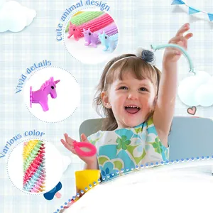 Detail view of colorful unicorn stretch bracelets showing flexible TPR material and vivid design