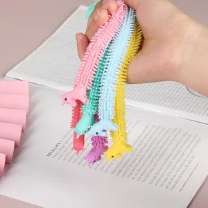 Detailed macro view of colorful unicorn stretchy decompression bracelets made of soft TPR