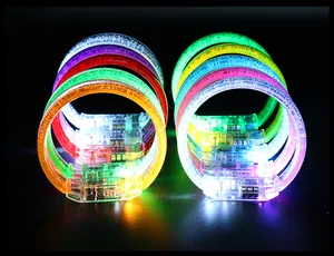 Vibrant multi-colored LED glowing acrylic bracelets for concert party events