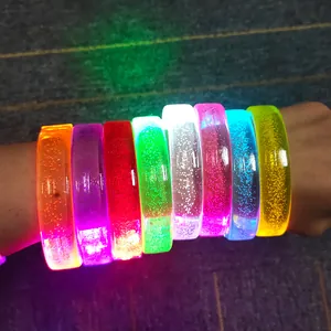 Vibrant multi-color LED glowing acrylic bracelets with bubble texture for party events