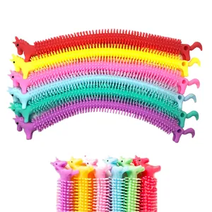 Unicorn Stretchy String Stress Relief Toy TPR Soft Noodle Bracelet For Kids Adults Sensory Fidget Toy Multicolor Rainbow Stretch Toy