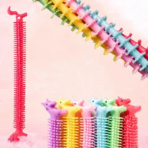 Unicorn stretchy fidget bracelet toy, colorful TPR soft rubber decompression noodle