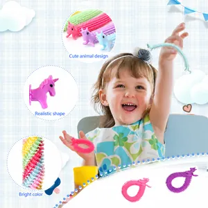 Colorful unicorn TPR stretch bracelet toy for kids stress relief and sensory play fun