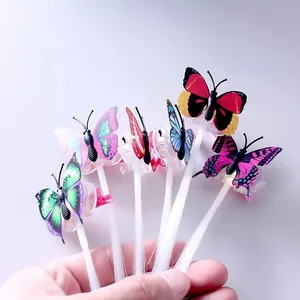 Six colorful LED butterfly fiber optic hair clips for glow party and festival hair