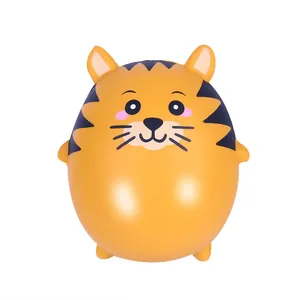 Adorable yellow tiger cat PU squishy toy featuring slow rebound texture and cute face details
