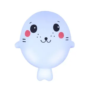 Detailed close-up of a cute white and blue animal-shaped slow rebound PU squishy toy