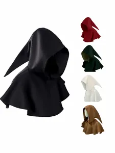 Capa Medieval con Capucha Sombrero Puntiagudo Disfraz de Halloween para Hombres Mujeres Vampiro Sacerdote Grim Reaper Cosplay Capa Accesorios de Escenario