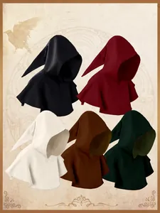 Capas cortas medievales con capucha puntiaguda en varios colores para cosplay Halloween