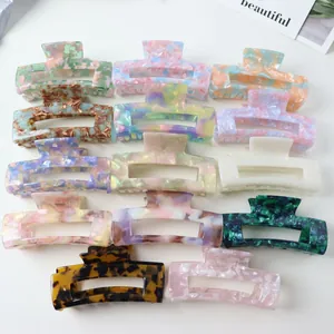 Große Acetat Haarklammer Koreanische Retro Marmor Schildpatt Muster Hohle Rechteck Haarspange Für Damen Haarschmuck