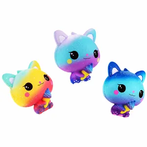 PU Slow Rising Toy Squishy Ice Cream Cat Starry Sky Galaxy Pattern Stress Relief Squeeze Sensory Toy For Children Adults
