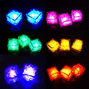 Set of colorful LED glowing ice cubes for party drinks and event bar decorations