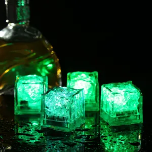 Green LED glowing ice cubes with water induction sensor for bar and party decoration