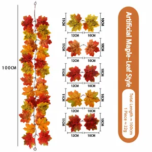 Gedetailleerde maattabel voor 100 cm kunstmatige esdoornbladrank voor herfstdecor