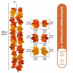 Gedetailleerd overzicht van kunstmatige esdoornbladguirlande voor herfstdecoratie