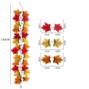 Kunstmatige esdoornblad slinger 100cm herfst decoratie voor Halloween en Thanksgiving