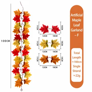 Kunstmatige esdoornblad slinger 100cm herfst decoratie voor Halloween en Thanksgiving