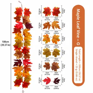 Kunstmatige herfst esdoornblad slinger voor Halloween en Thanksgiving decoratie, 100 cm