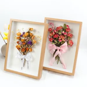 Premium 3D wooden shadow box frame set for DIY dried flower and specimen display