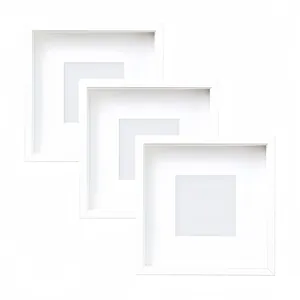 Set of 3 white square 3D shadow box frames for DIY specimen and dried flowers display