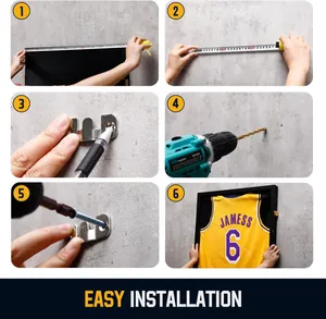 Step-by-step guide showing how to easily mount the jersey display case to any wall surface.