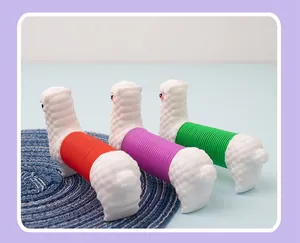 Close-up of colorful alpaca pop tube fidget toys designed for sensory stress relief.