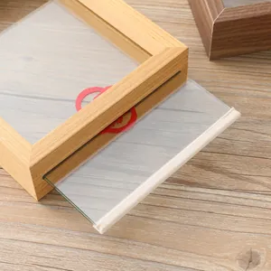 Square wooden specimen frame with double-sided glass for DIY dried flower displays