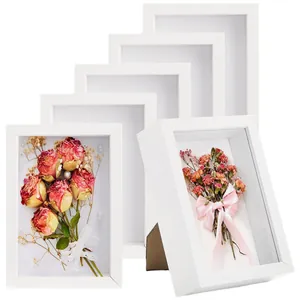 5cm deep hollow white shadow box picture frame set for preserved flowers and DIY gifts