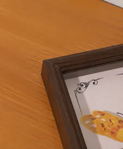 Macro detail view of dark wood shadow box frame with 2cm depth and 3.8cm width