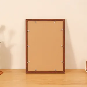 High-quality brown wooden picture frame with back swivel clips for wall or tabletop display