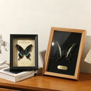 Handcrafted real butterfly specimens in decorative wooden frames for home office decor