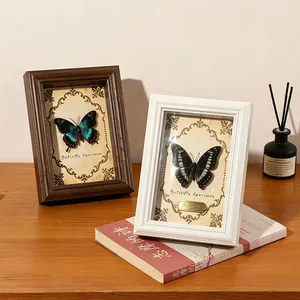 Elegant 2cm hollow shadow box featuring a real butterfly specimen in a premium wooden frame