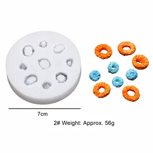 Silicone mold for DIY cereal ring donut crafts with multiple cavity sizes and weight details
