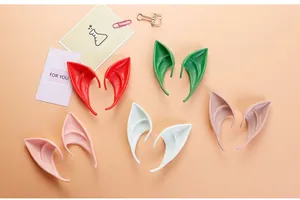 Collection of colorful pointed elf ears for Halloween cosplay in various soft shades