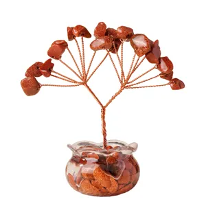 Mini albero della fortuna in avventurina con rami in rame e base in vetro decor